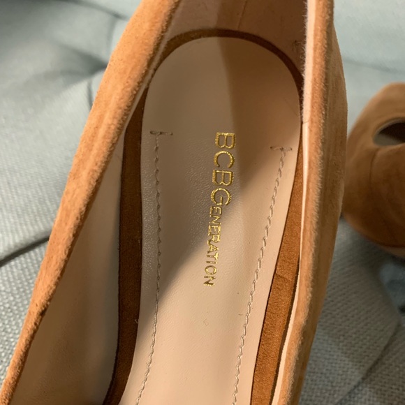 BCBGeneration Camel Suede Wood Heel - Picture 5 of 5